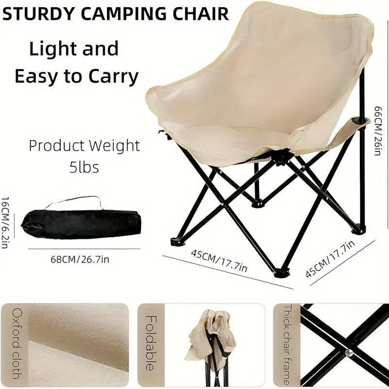 6pc Camping chair, lawn chair, portable folding chair, suitable for camping, beach, travel picnic