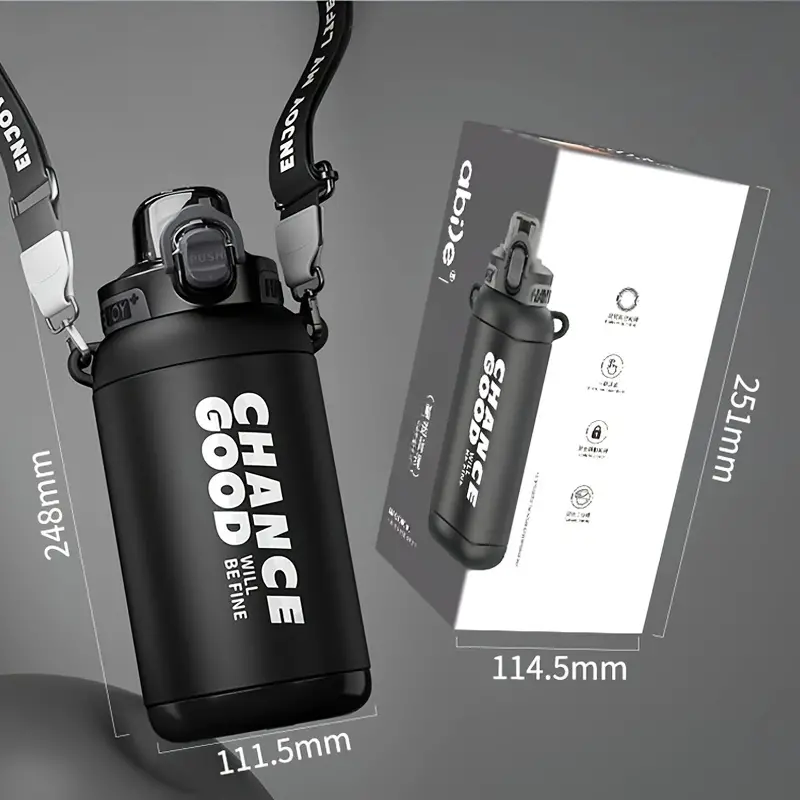 6cp Dual-drink Cup, Insulated Water Bottle, Stainless Steel Non-Slip Pop-Up Water Cup, Outdoor Gym Sports Fitness Supplies