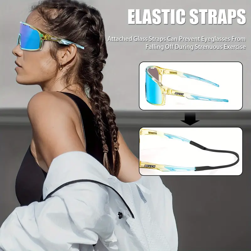 ProShield Sports Wraparound Sunglasses - Ultimate Outdoor Eye Protection for Men and Women, Unobstructed Peripheral Vision, Windproof, Dustproof, Debrisproof - Perfect for Fishing, Bike Cycling, MTB, Mountain Bike, Bicycle Riding, Driving, Hiking, Golf, B