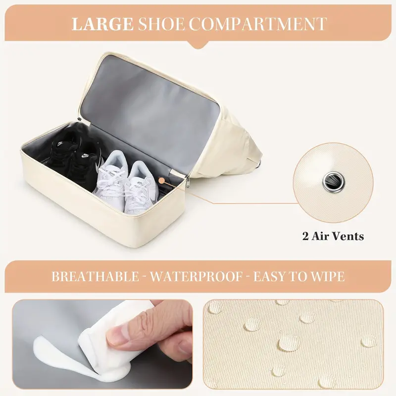 8pc Gym Bag for Women, 40L Travel Duffel Bag with Shoes Compartment and Wet Pocket, Waterproof Carry On Weekender Bag, Sport Gym Tote Bags Swimming Yoga, Hospital Holdalls