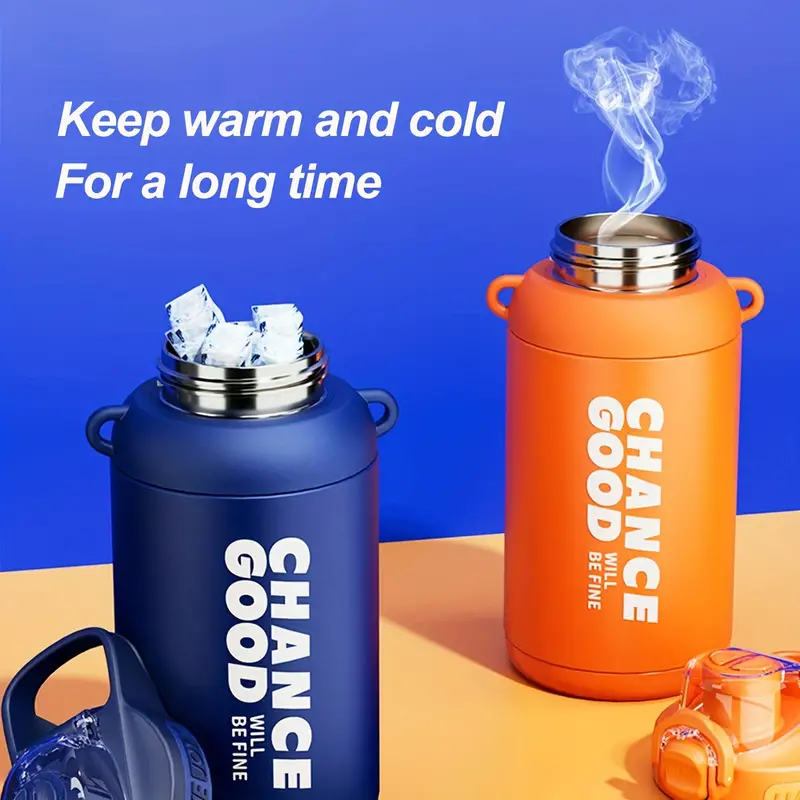 Sports Stainless Steel Insulated Water Bottles, 33oz Water Bottle With Straw And Strap, Leak-Proof And BPA-Free, Wide Mouth Vacuum Bottle For Fitness, Gym & Outdoor