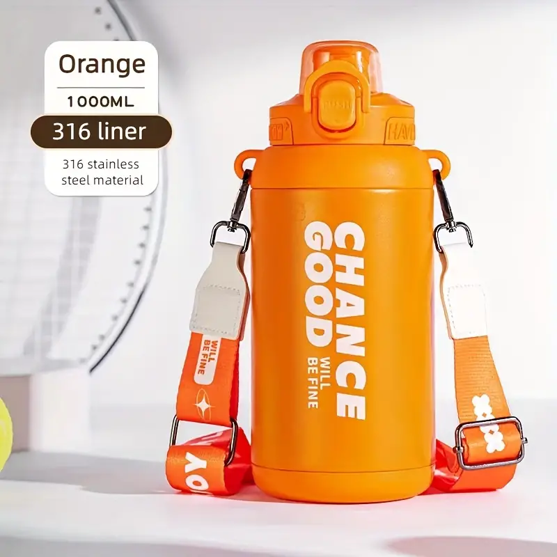 6cp Dual-drink Cup, Insulated Water Bottle, Stainless Steel Non-Slip Pop-Up Water Cup, Outdoor Gym Sports Fitness Supplies