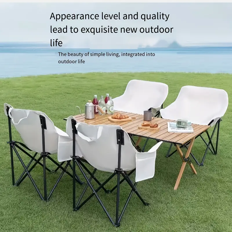6pc Camping chair, lawn chair, portable folding chair, suitable for camping, beach, travel picnic