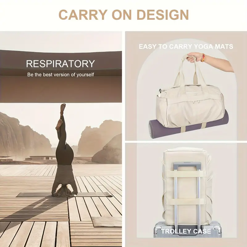 Sports Gym Tote Bag For Women, Large Capacity Nylon Duffel With Dry Wet Separation, Yoga Fitness Shoulder Bag With Shoe Compartment, Ideal For Short Travel, Flight Carry-On, Casual Use