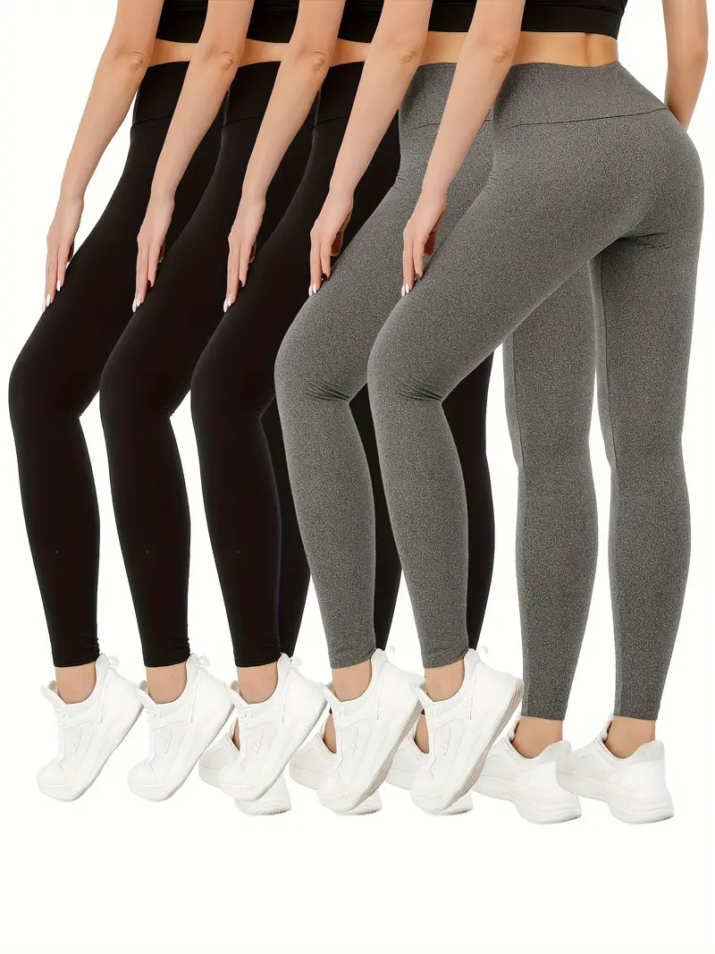 5 Pack Seamless Super Soft Leggings For Women, High Waisted Tummy Control No See Through Workout Yoga Running Tight Pants, Women's Activewear