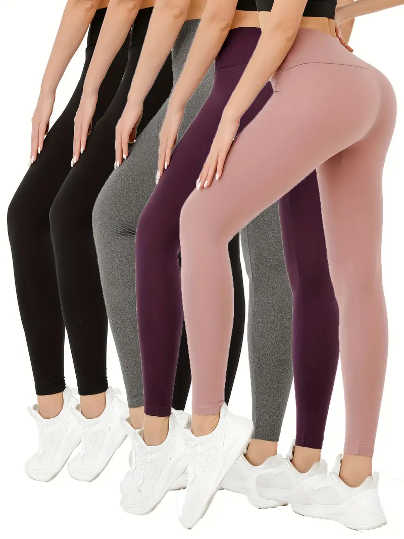 5 Pack Seamless Super Soft Leggings For Women, High Waisted Tummy Control No See Through Workout Yoga Running Tight Pants, Women's Activewear