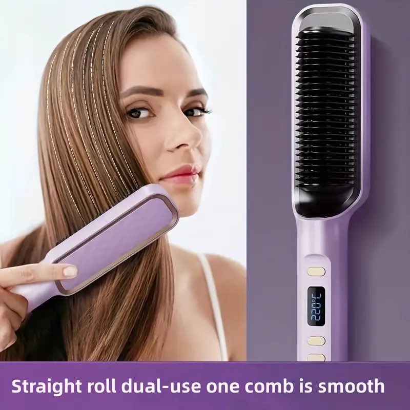 Preheated Hair Straightening Comb - Gentle On Hair, Effortless Straightening, Creates Curved Hairstyles For Women