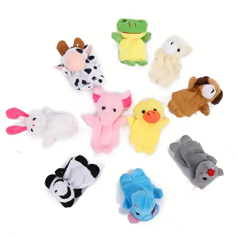 Baikh 10pcs Mini Animal Finger Puppets Set, Small Cartoon Animal Finger Toys, Educational Family Time Story Time Toys, Party Favors For Shows, Playtime, Schools easter gift