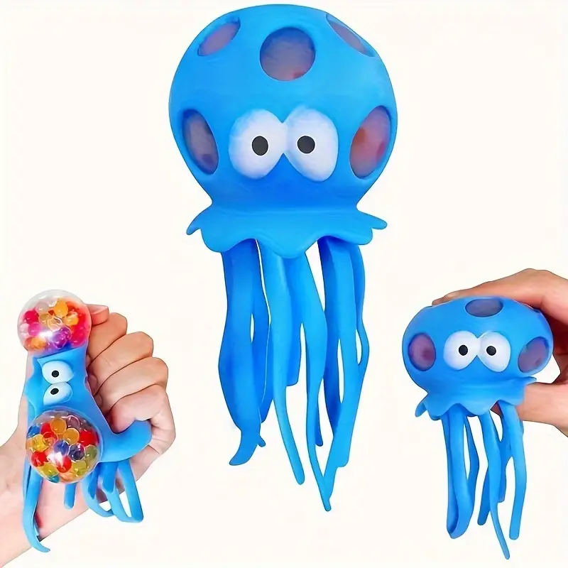 Octopus Squishy Stress Ball, Ocean Animal Squeeze Toy, Water Beads Ball, Sensory Ball Fidget Toy For Classroom Prizes, Squishy Toy, Bath Toy