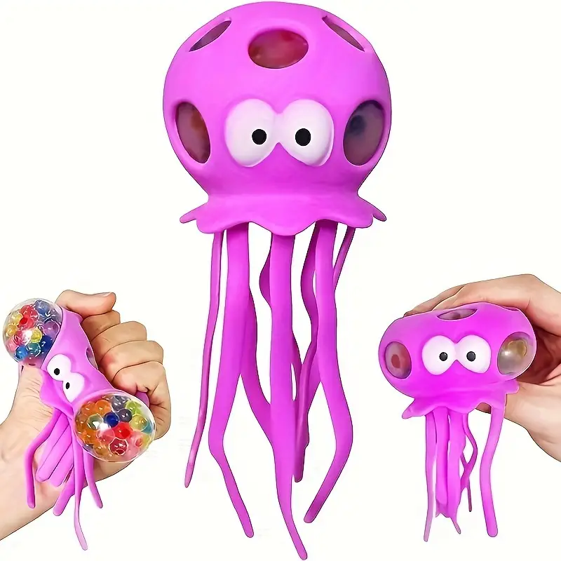 Octopus Squishy Stress Ball, Ocean Animal Squeeze Toy, Water Beads Ball, Sensory Ball Fidget Toy For Classroom Prizes, Squishy Toy, Bath Toy