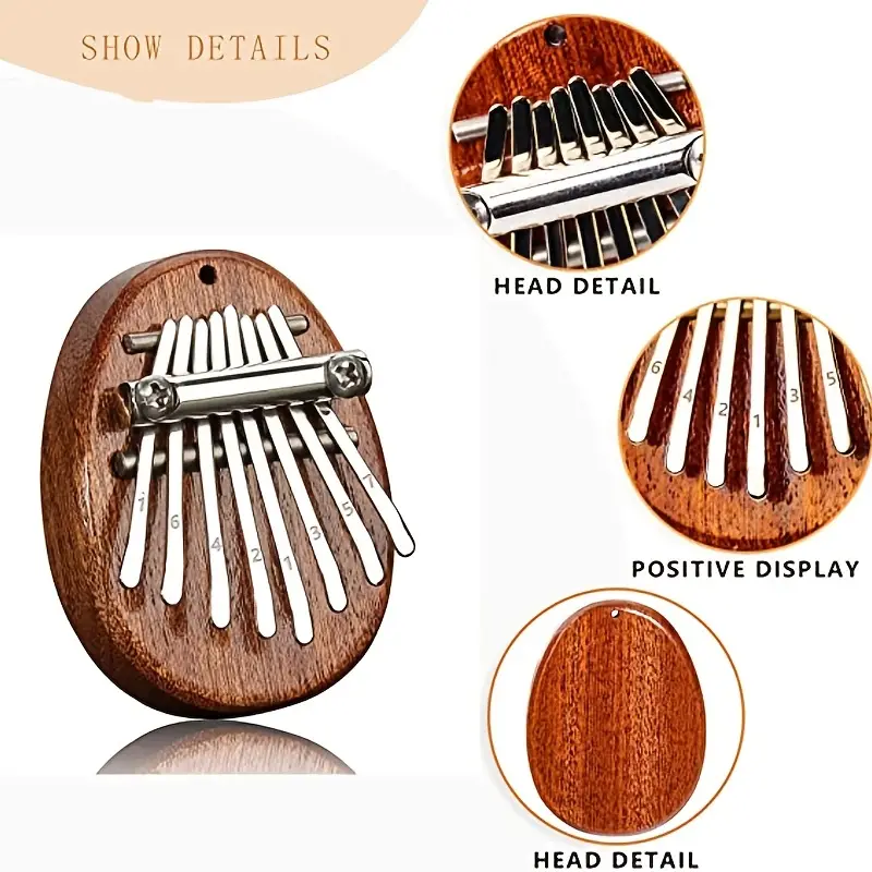 Baiks 8 Key Mini Kalimba High Quality Exquisite Finger Thumb Piano Marimba Musical Good Accessory Pendant Gift, Christmas And Halloween Gift, Thanksgiving Gift