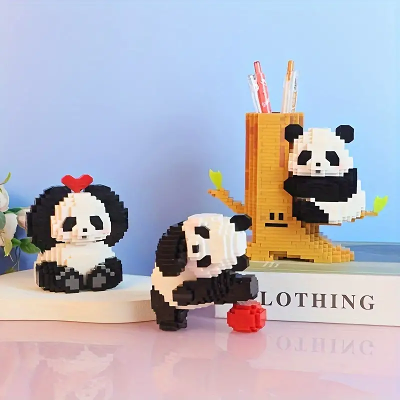 Panda Building Block Toys, A Box Of Two Ways To Play, Holiday Gift, Birthday Gift, Christmas Halloween Gift