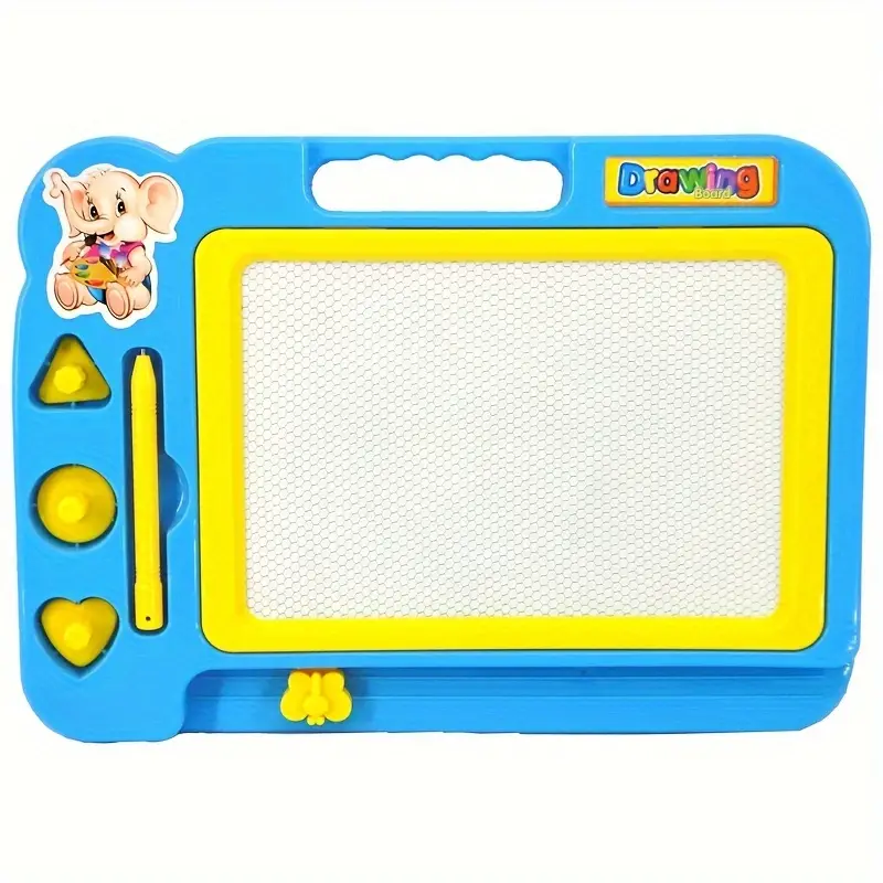 Baikj 1pc Drawing Board Magnetic Black And White Writing Board With 3 Kinds Of Graphic Magnetic Stamps Doodle Board