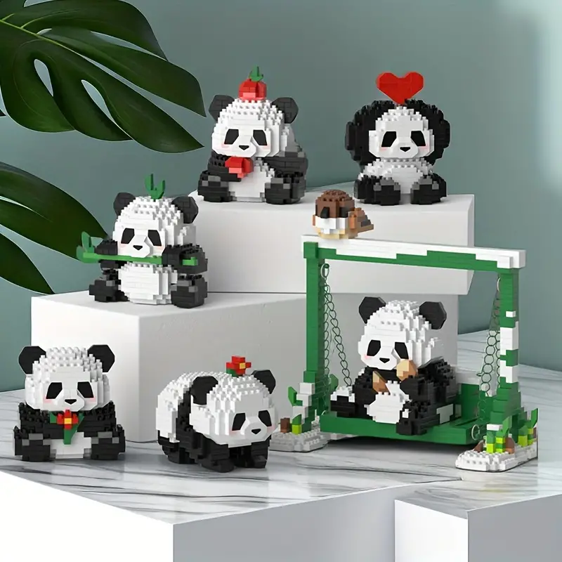 Panda Building Block Toys, A Box Of Two Ways To Play, Holiday Gift, Birthday Gift, Christmas Halloween Gift