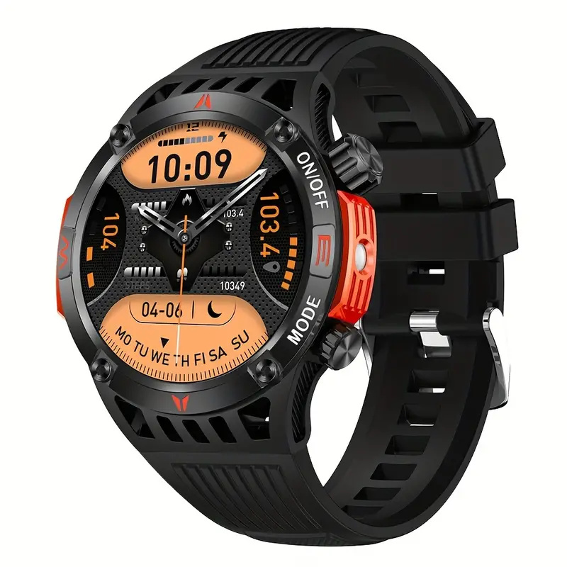 Smart watch, wireless answer and call, SOS outdoor watch, outdoor sports watch, LED light, IP68 waterproof, compass fitness tracker, pedometer, multimedia message display, suitable for Android, Apple, Samsung, mobile phones, men's and women's smart watche