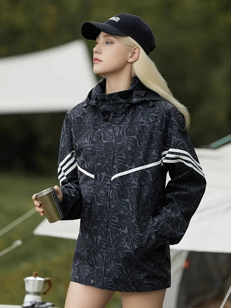 Outdoor Punch Jacket, Casual Fashion Outdoor Jacket Sportswear With Detachable Hat, Women Running Coat