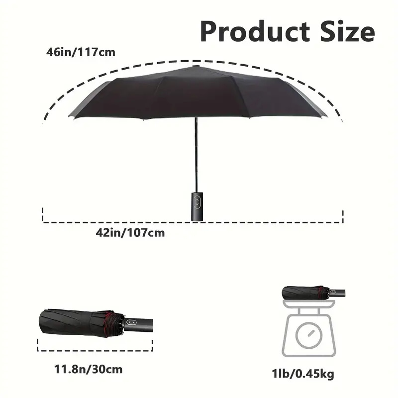 Windproof Travel Umbrella With Double Canopy, Auto Open/Close Function, Reinforced Fiberglass Frame – UPF 50+ Protection, Compact Folding Design, Water Resistant 210T Fabric – All-Weather Sun & Rain Outdoor Use