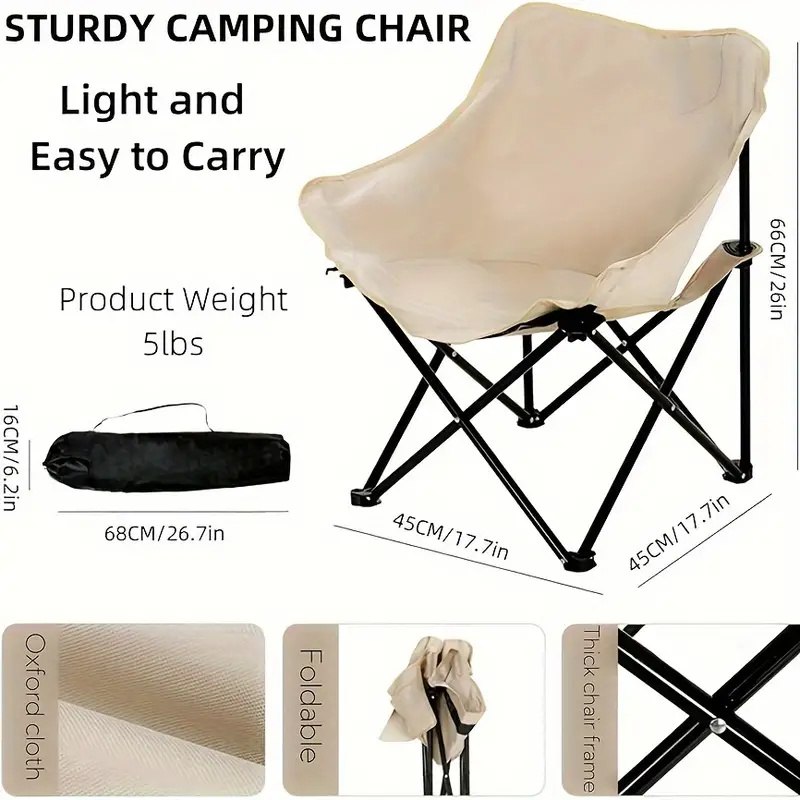 Camping chair, lawn chair, portable folding chair, suitable for camping, beach, travel picnic