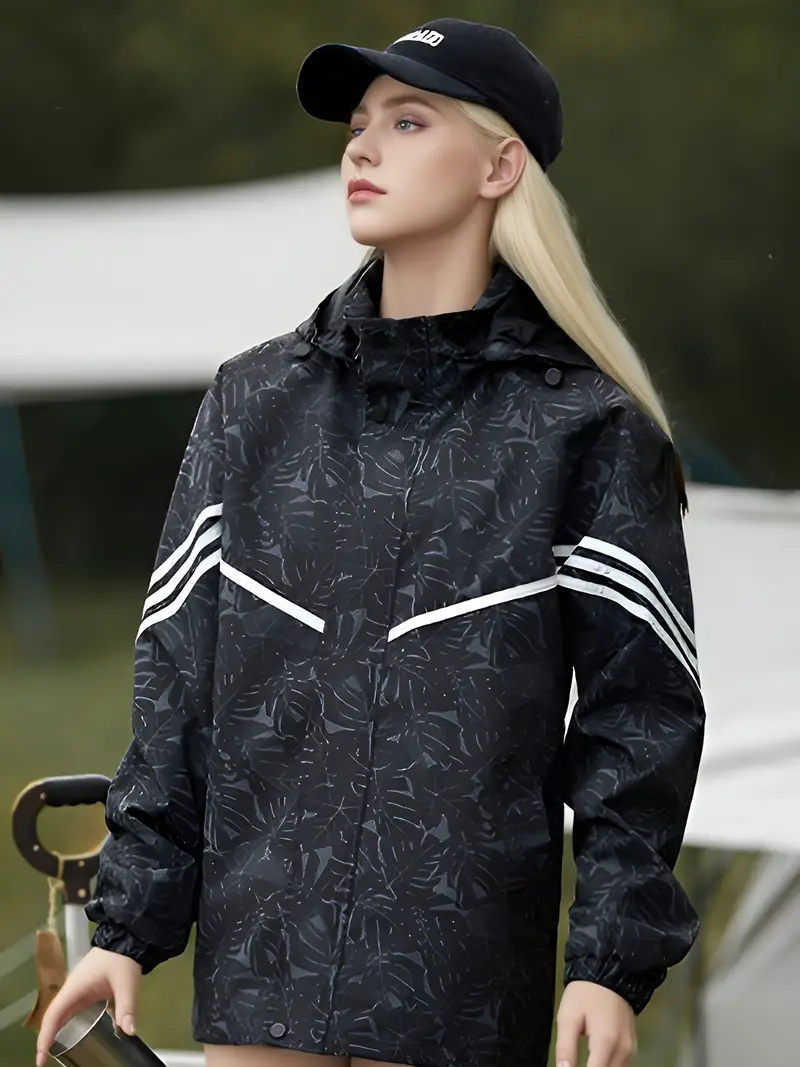 Outdoor Punch Jacket, Casual Fashion Outdoor Jacket Sportswear With Detachable Hat, Women Running Coat