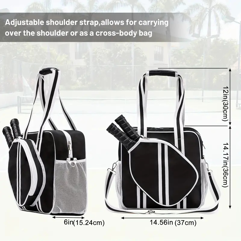 Stylish Pickleball Storage Bag For Women, Outdoor Training Sports Racket Carrier Bag With Side Pocket