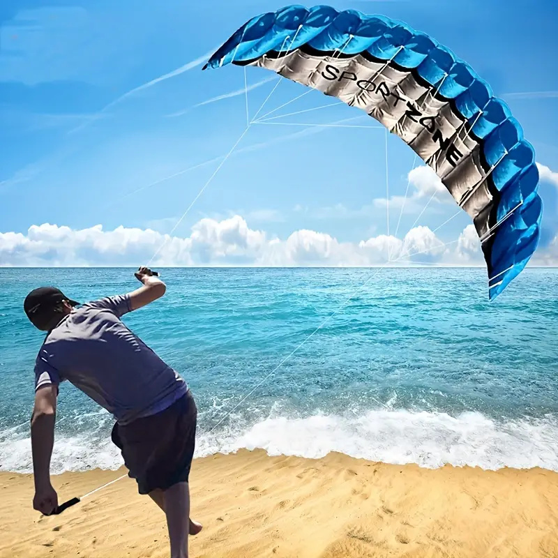 2.5m/98.43inch Parafoil Kite With Line Handle, Parachute Stunt Kite With Flying Tools, Power Parafoil Kitesurfing Training Kites, For Sports, Beach, For Adults, Soft Kite