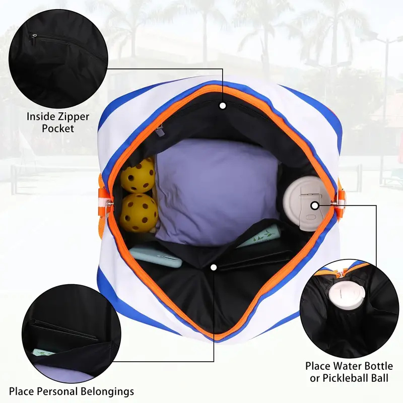 Stylish Pickleball Storage Bag For Women, Outdoor Training Sports Racket Carrier Bag With Side Pocket