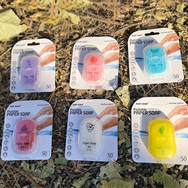 50pcs Outdoor Travel, Camping, And Hiking Portable Paper Soap, Disposable Soap, Personal Care Cleaning Soap