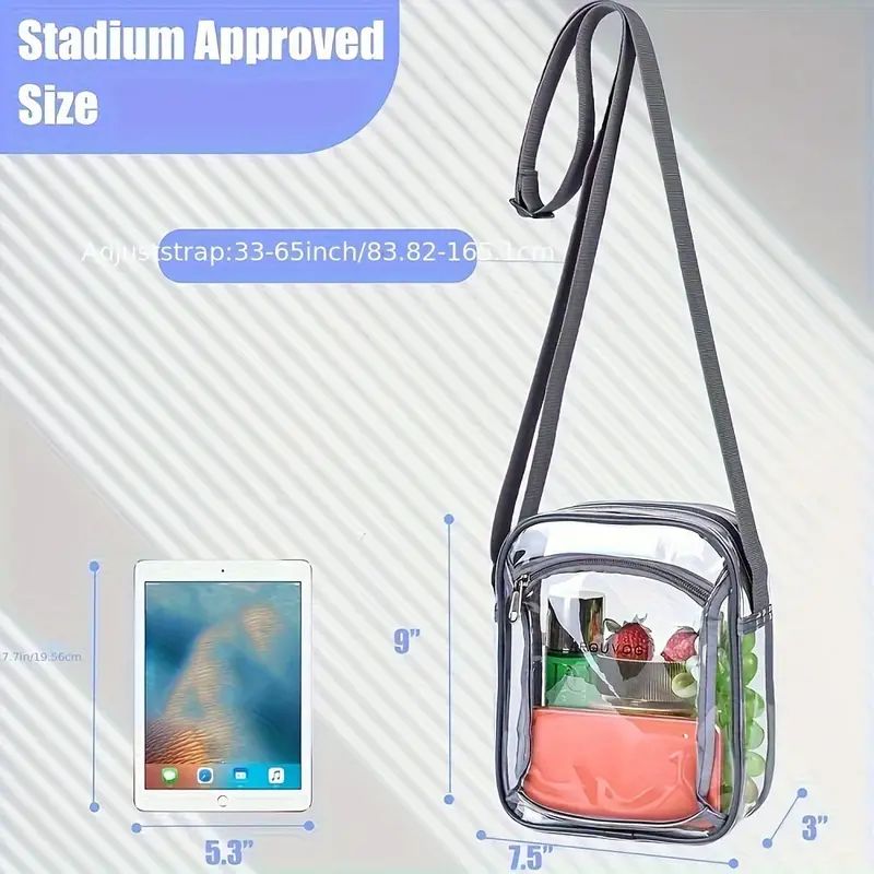 Clear Crossbody Purse Bag, Stadium Approved for Concerts, Festivals