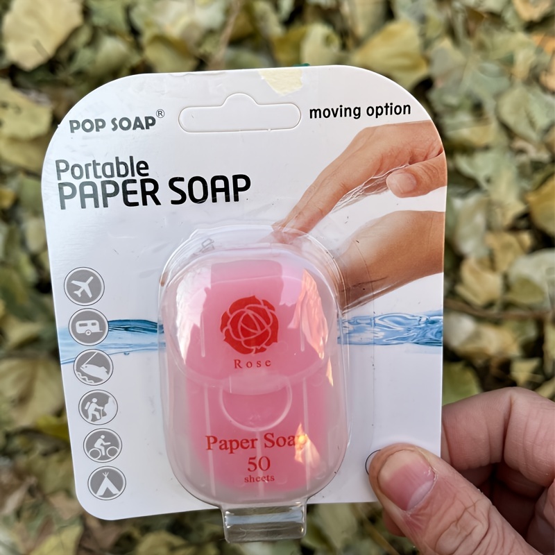 50pcs Outdoor Travel, Camping, And Hiking Portable Paper Soap, Disposable Soap, Personal Care Cleaning Soap