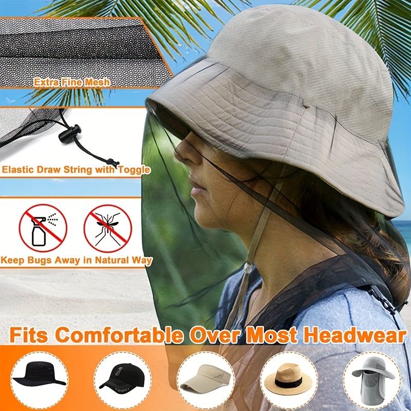 1pc Premium Mosquito Head Net, Ultra Large & Long, Extra Fine Holes, Mesh, Insect Netting, Bug Face Shield, Soft Durable Fly Screen, Protection