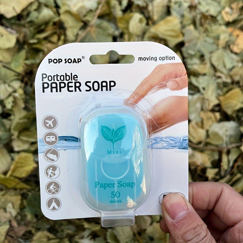 50pcs Outdoor Travel, Camping, And Hiking Portable Paper Soap, Disposable Soap, Personal Care Cleaning Soap