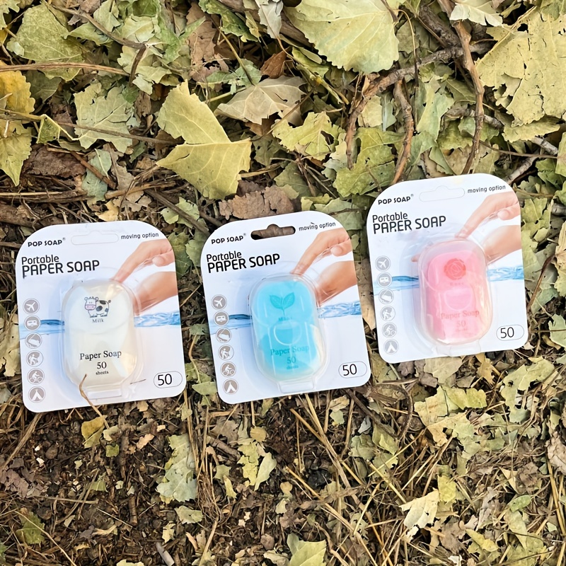 50pcs Outdoor Travel, Camping, And Hiking Portable Paper Soap, Disposable Soap, Personal Care Cleaning Soap