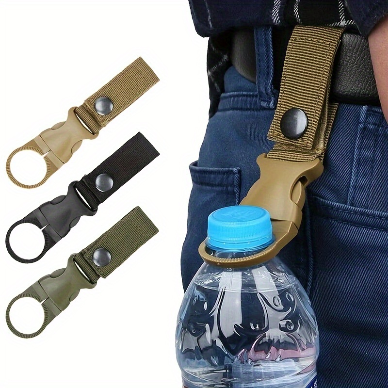 1pc Tactical Bottle Holder Carabiner Clip – Denim Molle System Accessory with Secure Elastic Buckle for Hands-Free Outdoor Hydration – Ideal Father's Day Gift, Uncharged Portable Water Bottle Hook