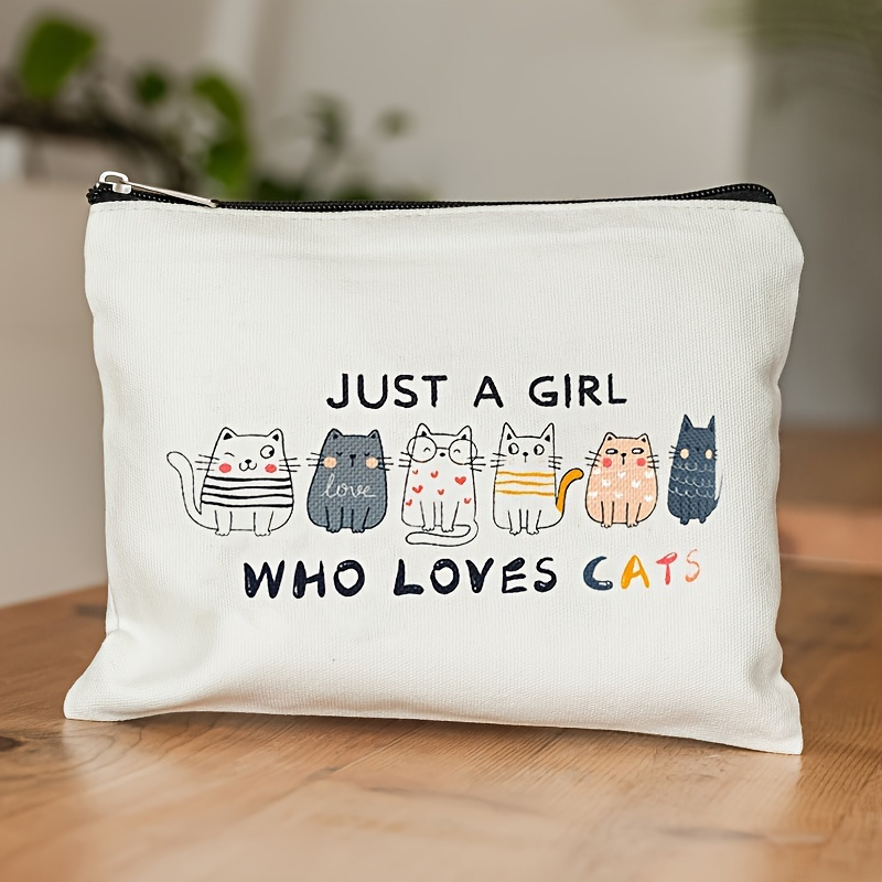 1pc Cat Makeup Bags For Women, Cute Cat Themed Gifts For Girls, Small Cat Lover Travel Cosmetic Bag, Zipper Pouch For Teens, Daughter, Sister, Birthday Christmas Decorations