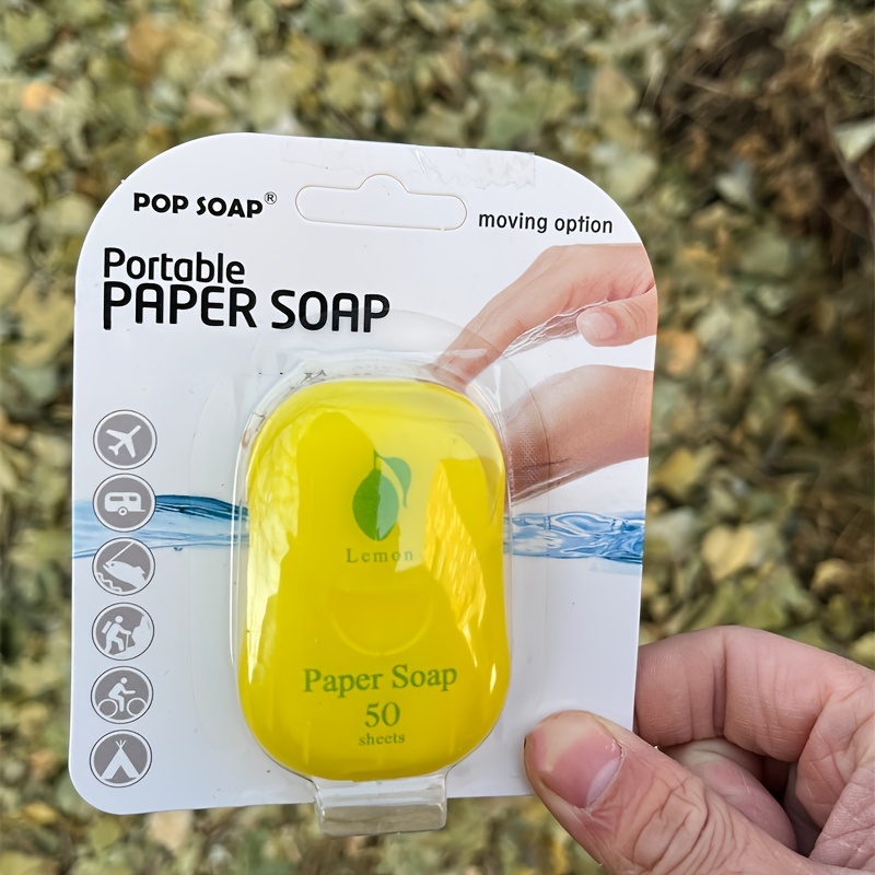 50pcs Outdoor Travel, Camping, And Hiking Portable Paper Soap, Disposable Soap, Personal Care Cleaning Soap