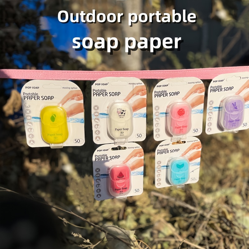 50pcs Outdoor Travel, Camping, And Hiking Portable Paper Soap, Disposable Soap, Personal Care Cleaning Soap