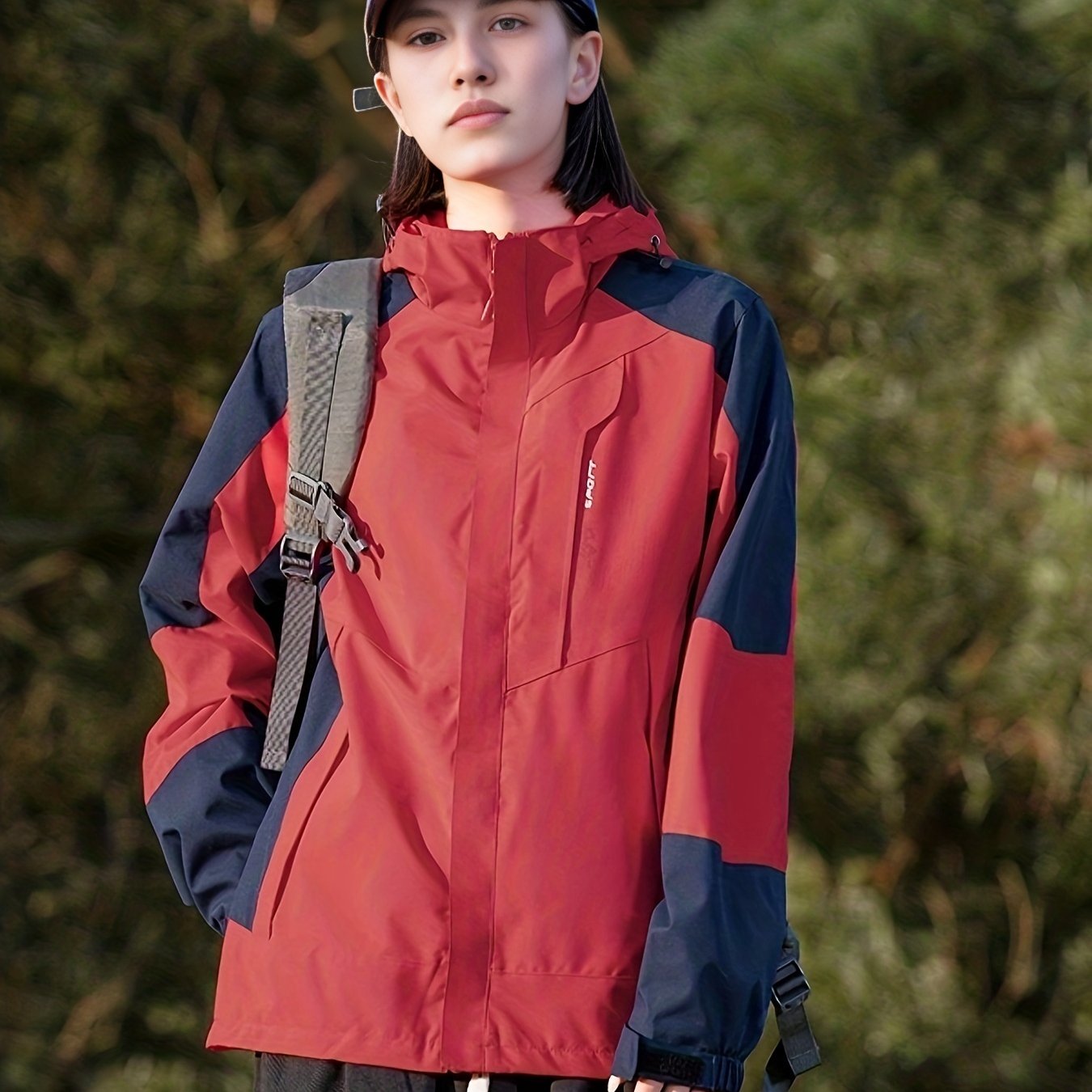 Womens Color Block Outdoor Sports Jacket - Windproof & Waterproof Mountaineering Gear - Stylish, Breathable for Spring to Autumn Adventures