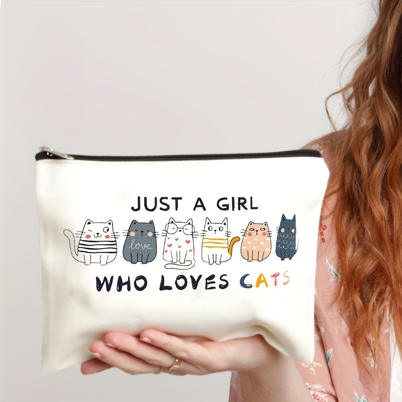 1pc Cat Makeup Bags For Women, Cute Cat Themed Gifts For Girls, Small Cat Lover Travel Cosmetic Bag, Zipper Pouch For Teens, Daughter, Sister, Birthday Christmas Decorations