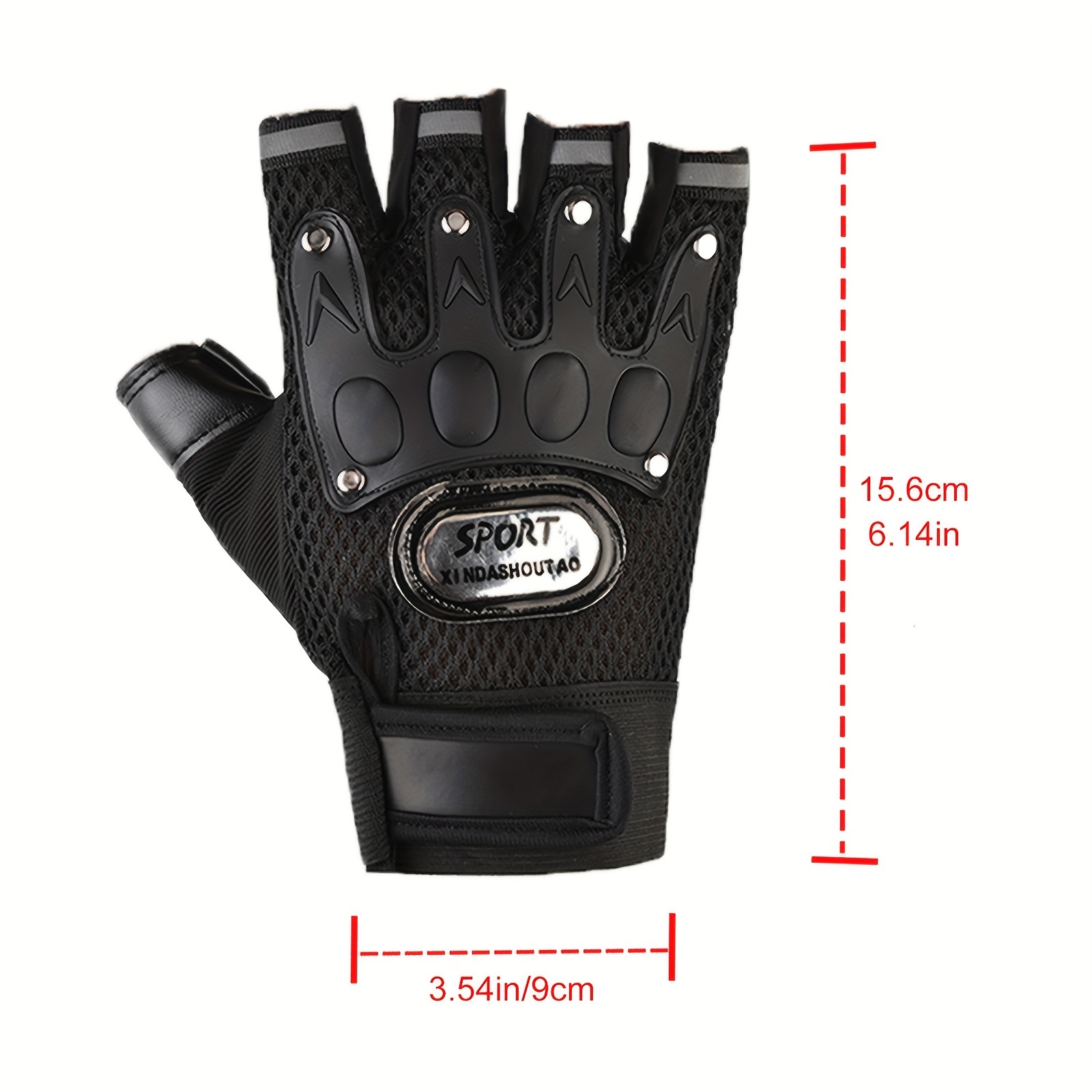 1 Pair Men's Motorcycle Gloves, Half Finger Gloves For Men And Women, Sports Gym Non-slip Breathable Fingerless Gloves For Fitness Cycling