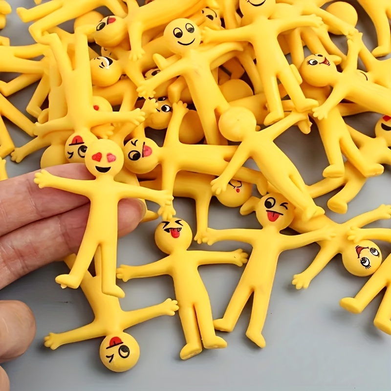 20pcs Creative Stress Relief Toys - Stretchable Yellow Characters for Kids - Christmas Toys Folded in Semi Soft Adhesive Ventilation Dolls