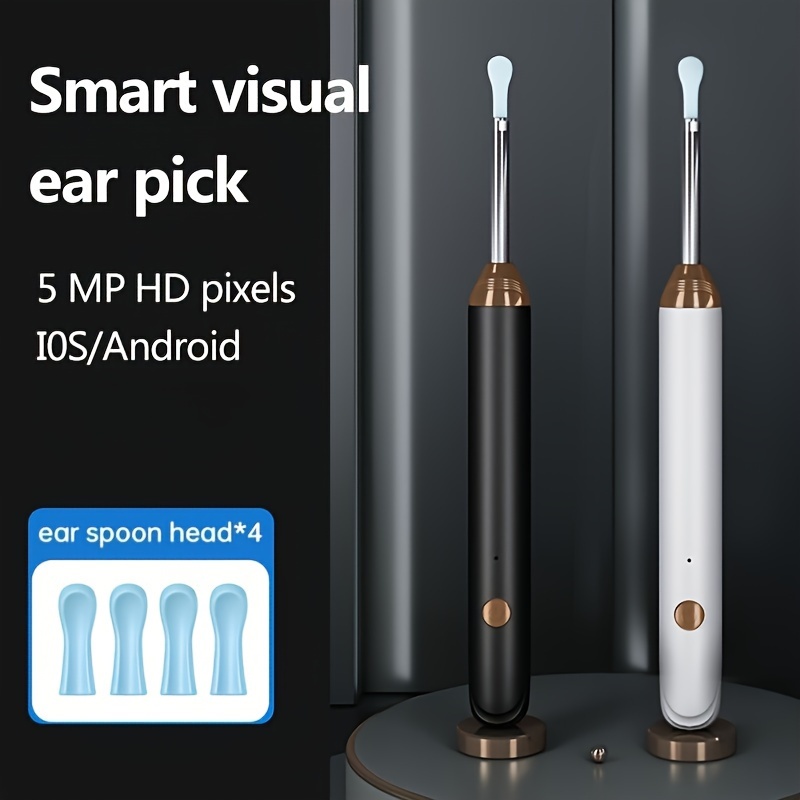 8-Piece Ear Wax Removal Kit with Camera, Light, and 6 Ear Spoons - Rechargeable Ear Cleaner with Lithium Battery, Formaldehyde-Free, Metal, Plastic, and Silicone Construction - Safe and Easy Earwax Removal Tool for Home Use