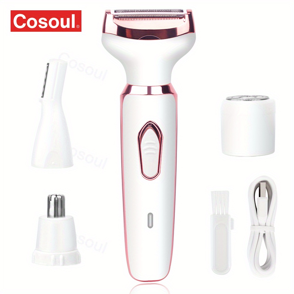 4-in-1 Painless Electric Razor for Women - Multi-Purpose Hair Removal Kit - Face, Eyebrows, Body - Compact, Rechargeable, Ideal for Travel & Home - Perfect Holiday Gift