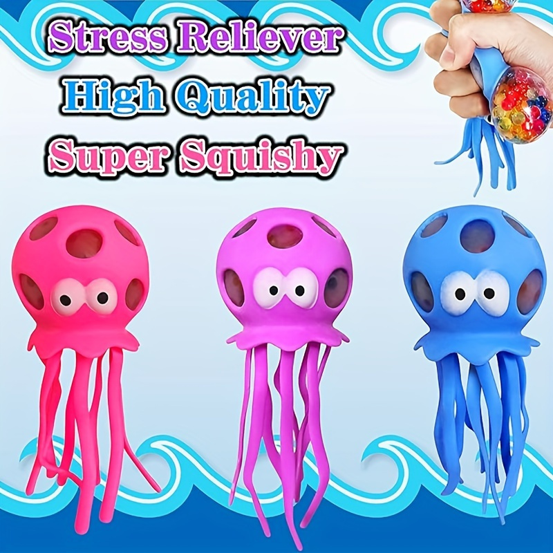 Soft & Cuddly Octopus Squishy Stress Ball - Relaxing Ocean Animal Squeeze Toy with Water Beads, Sensory Fidget Toy for Classroom Prizes, Calming Bath Toy for Kids and Adults