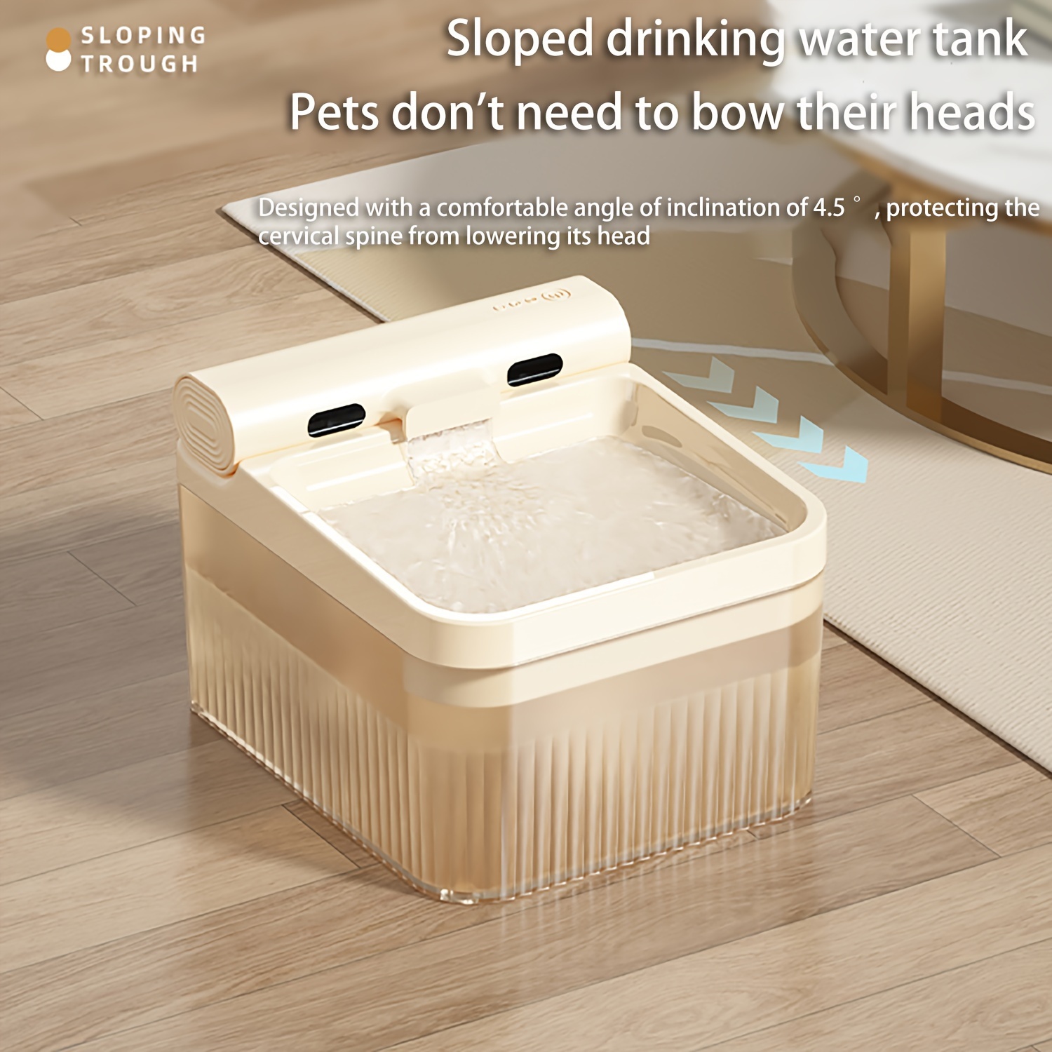 4L Pet Water Fountain - Cordless, Battery Operated, Automatic, Self-Circulating, and Spacious - Ideal for Multi-Pet Households, Cats, and Dogs, Attractive Beige Color