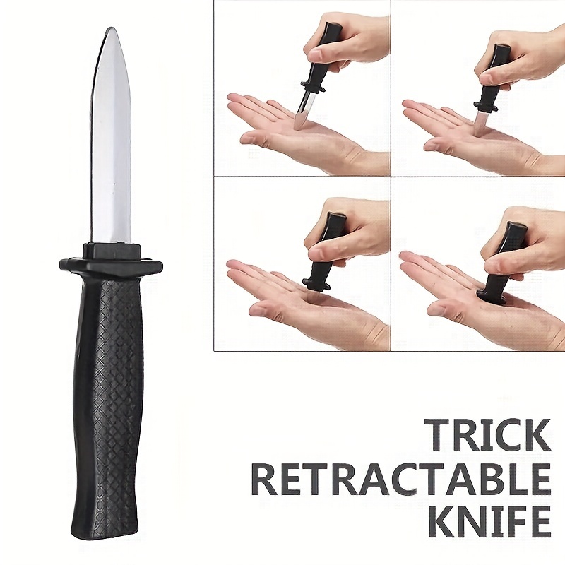 Props Toys, Joke Magic Plastic Retractable Knife, Joke Prank Props Knife, Scary Trick Fake Dagger Funny