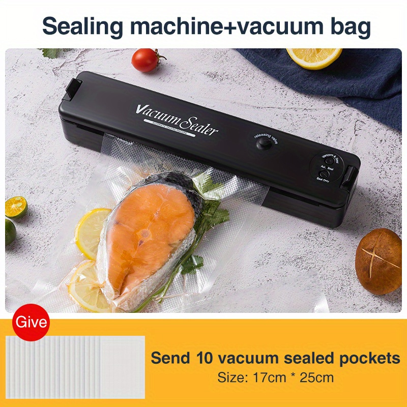 11pcs/set 60pcs Fully Automatic Vacuum Sealer with 10 Textured Bags - One Button Operation for Food Air Sealing System - Preserve Freshness and Extend Shelf Life