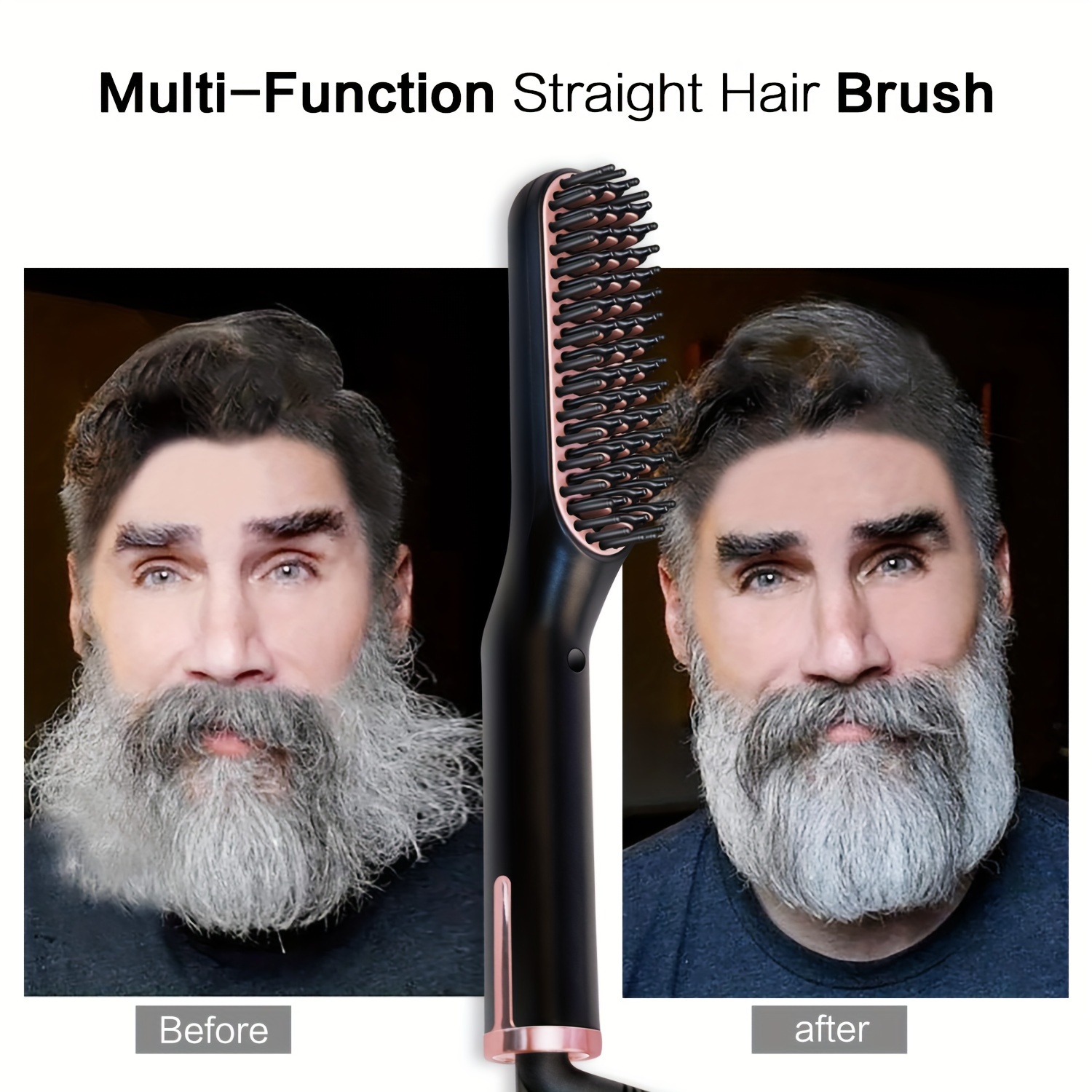 Portable Ceramic Beard Straightener - Quick Heated Men's Grooming Brush, Electric Styling Tool, Frizz-Free Finish, US Plug, Great Gift