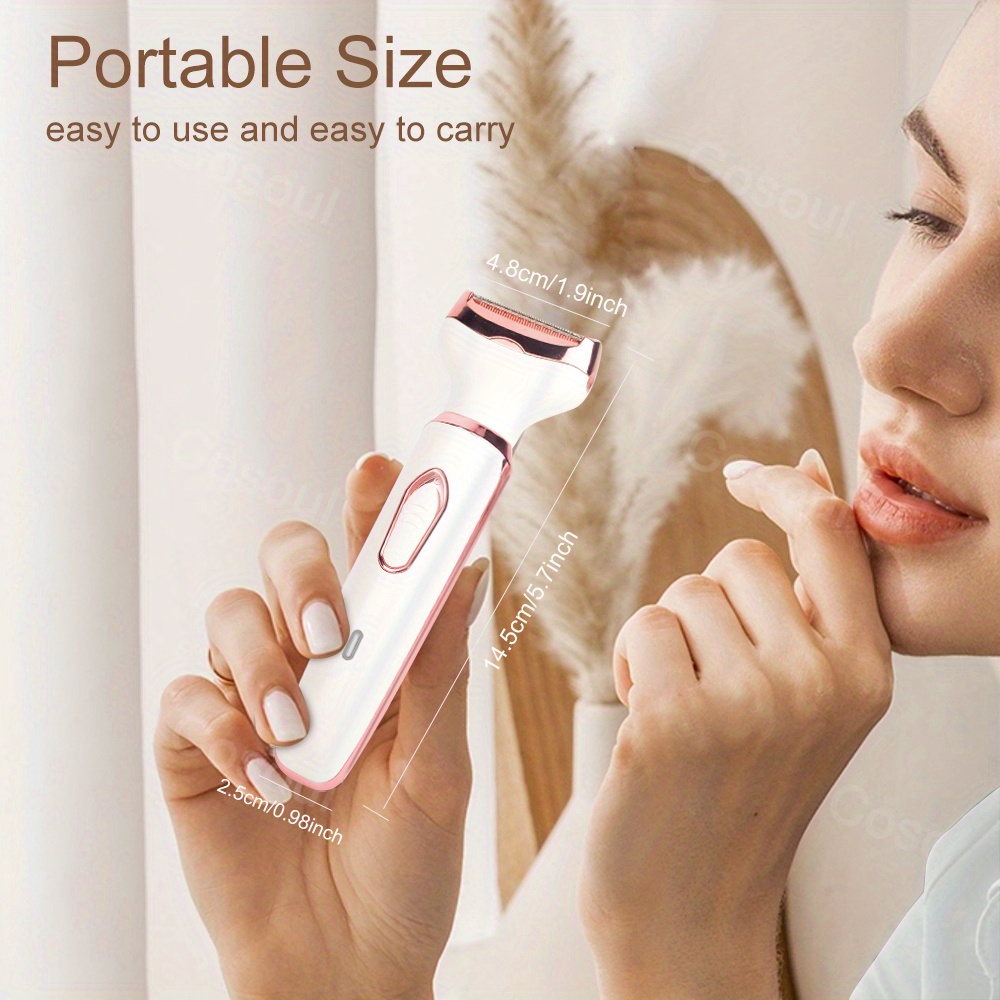 4-in-1 Painless Electric Razor for Women - Multi-Purpose Hair Removal Kit - Face, Eyebrows, Body - Compact, Rechargeable, Ideal for Travel & Home - Perfect Holiday Gift