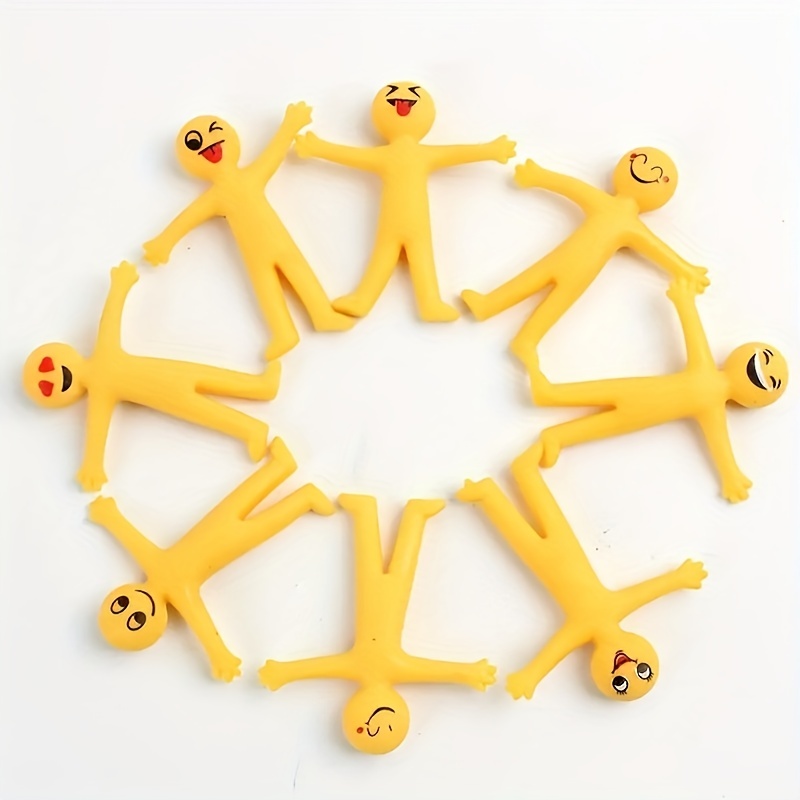 20pcs Creative Stress Relief Toys - Stretchable Yellow Characters for Kids - Christmas Toys Folded in Semi Soft Adhesive Ventilation Dolls