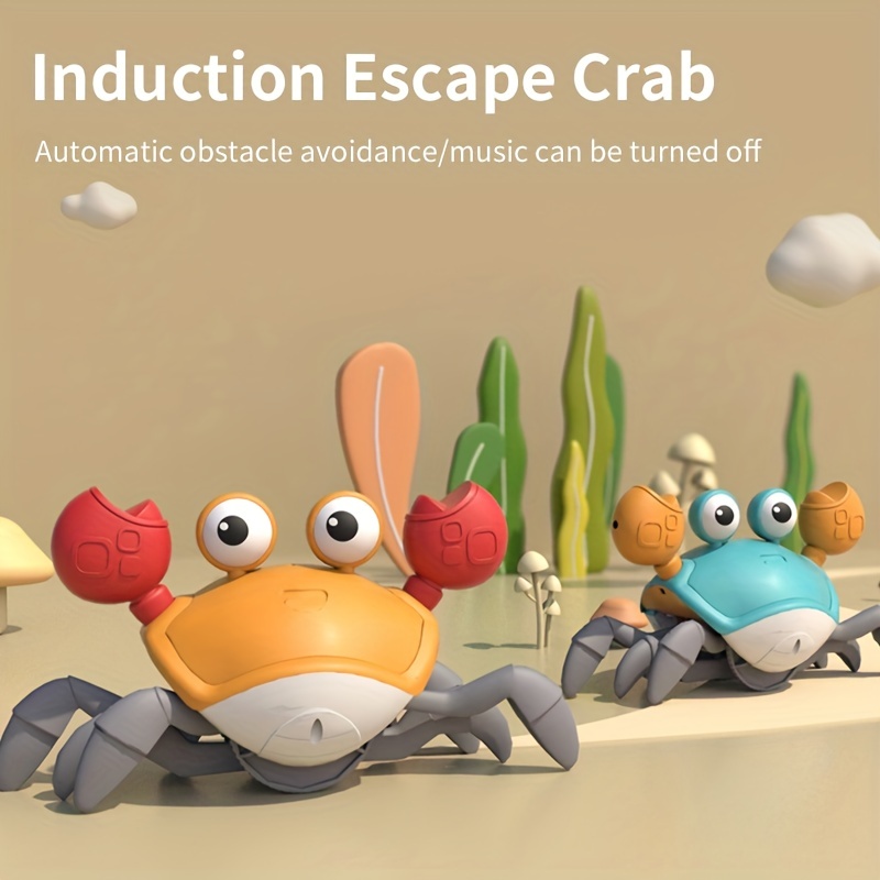 Crawling Crab Interactive Toy - Light-Up, Music, Dancing, Electric Induction, Sensory Stimulation, Battery Powered, Tummy Time Essential for Toddler Boys and Girls - Fun, Educational, and Safe